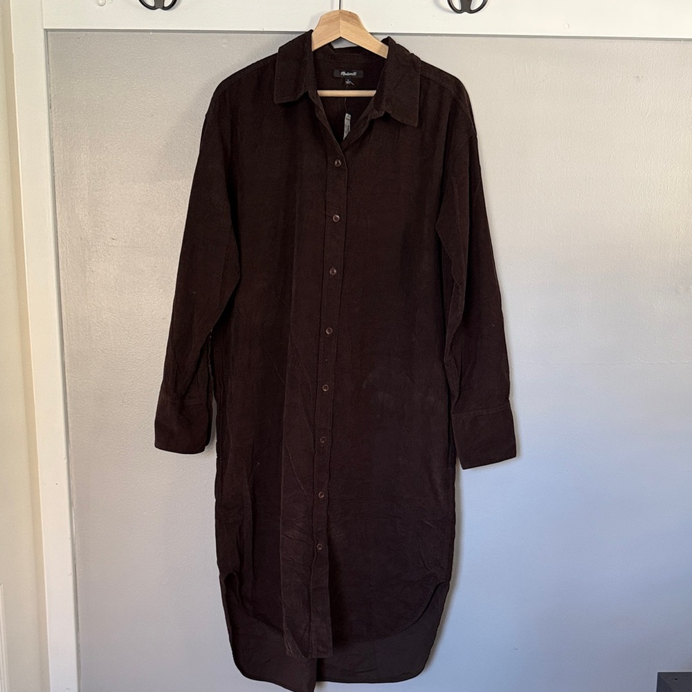 Madewell Chocolate Corduroy Shirt Dress NWT